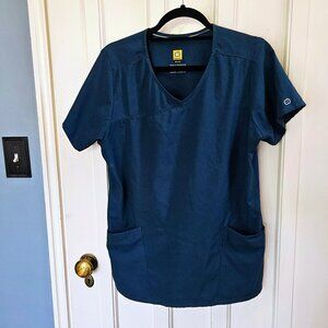 WonderWink Women's Nurse Scrub Top Shirt Caribbean Blue - Size L